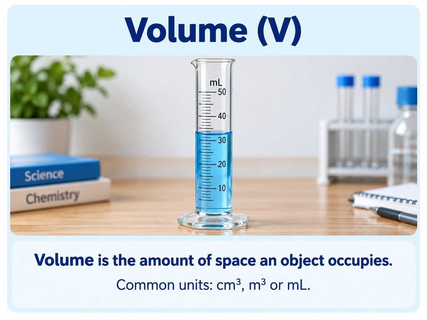 Volume measured using a graduated cylinder