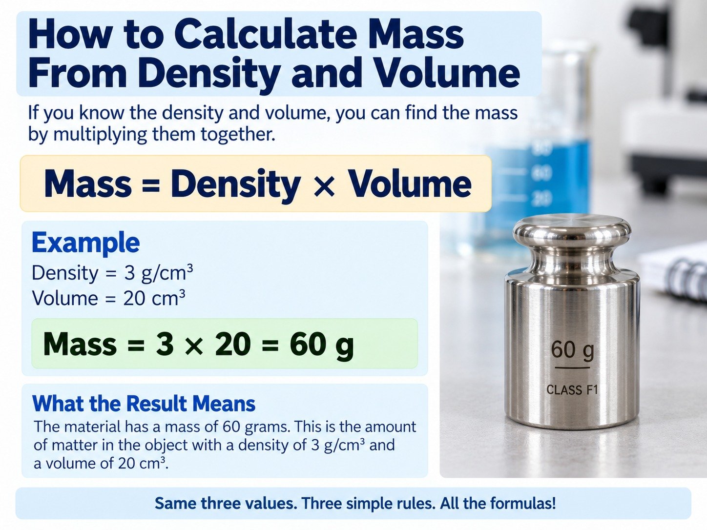 Worked example calculating mass from density and volume