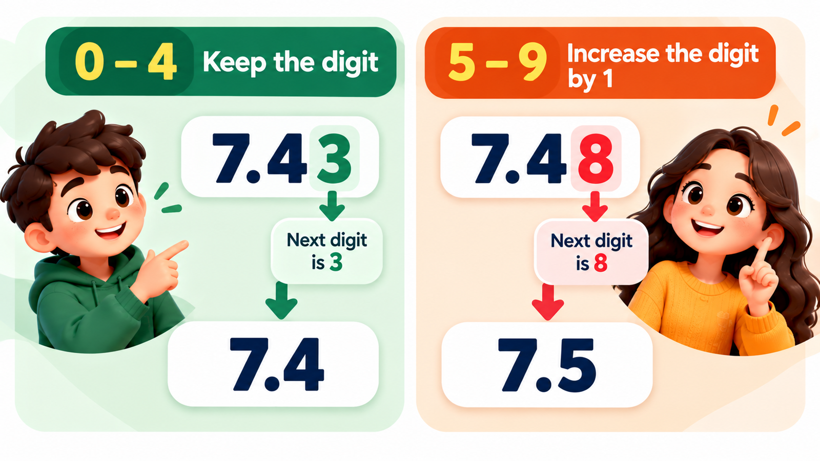 Round calculator showing how numbers are rounded