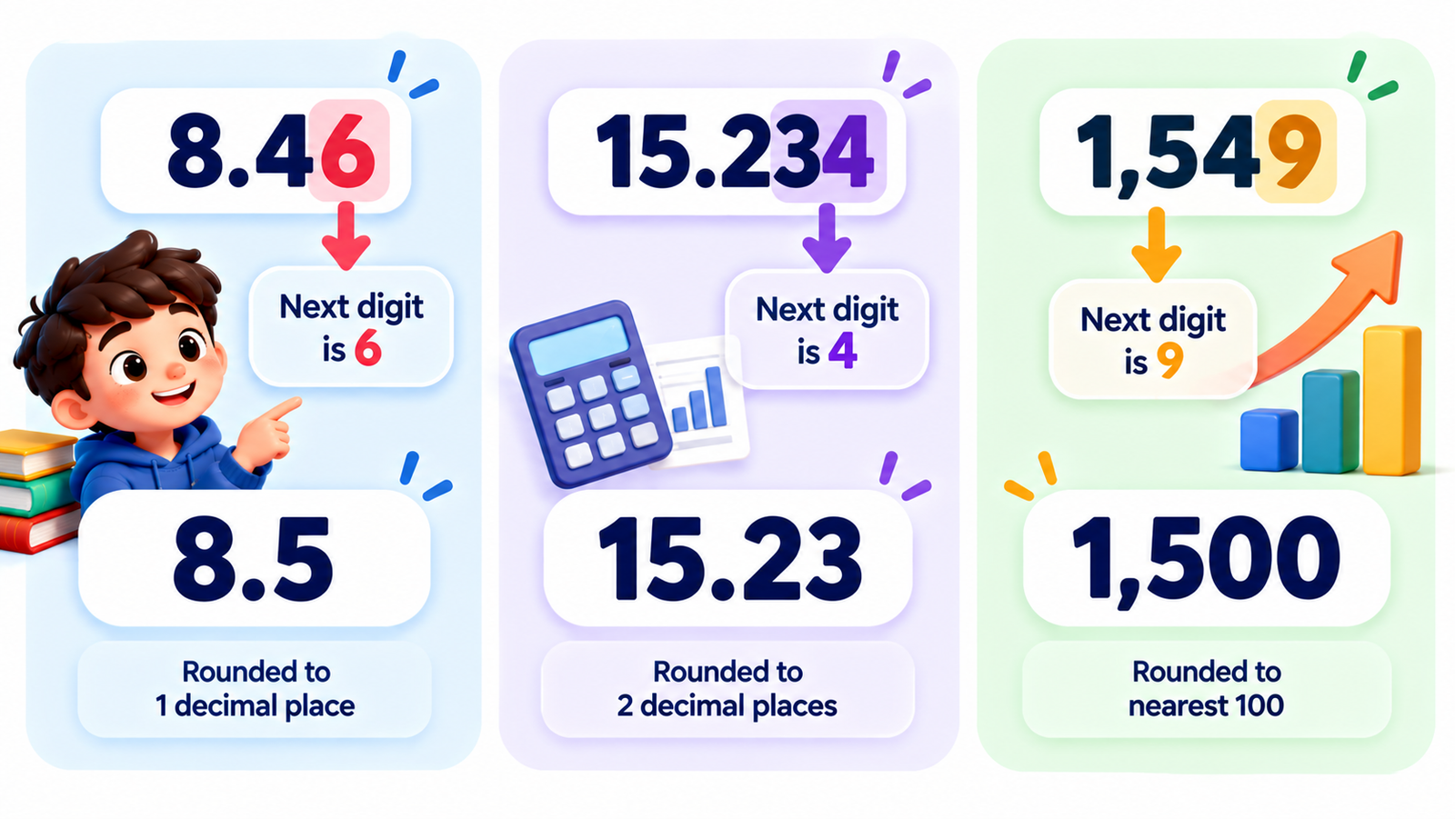 Rounding rule showing when to keep or increase a digit