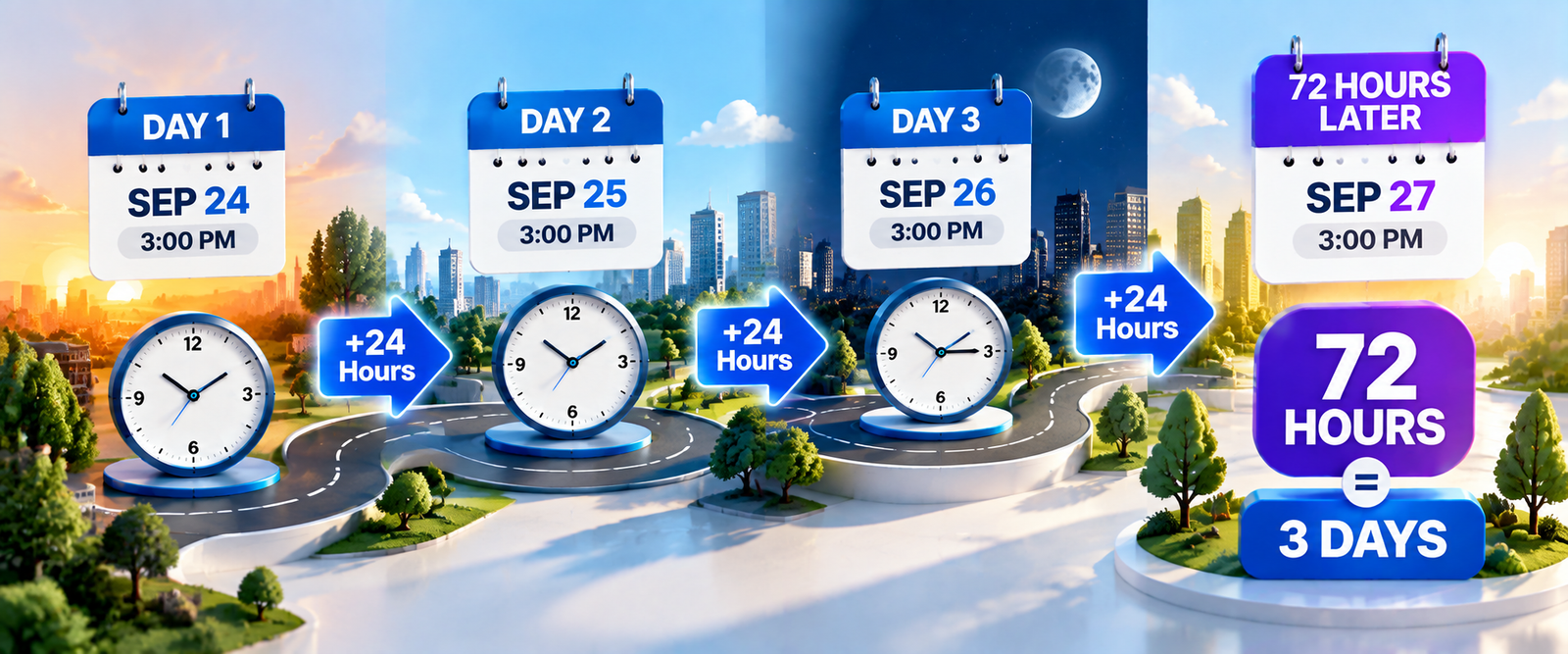 How 72 hours from now calculation works