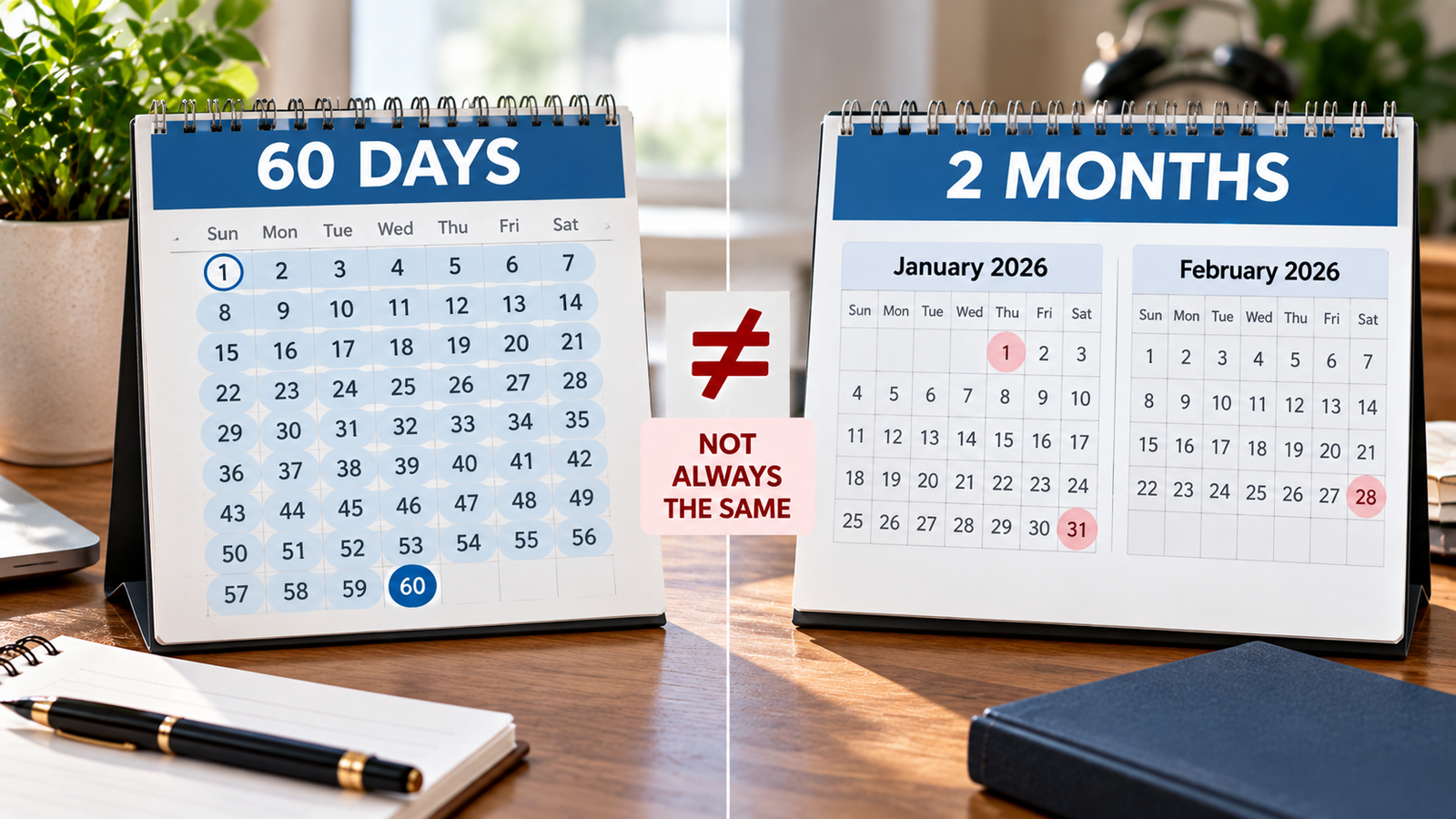 Manual 60 day calendar calculation