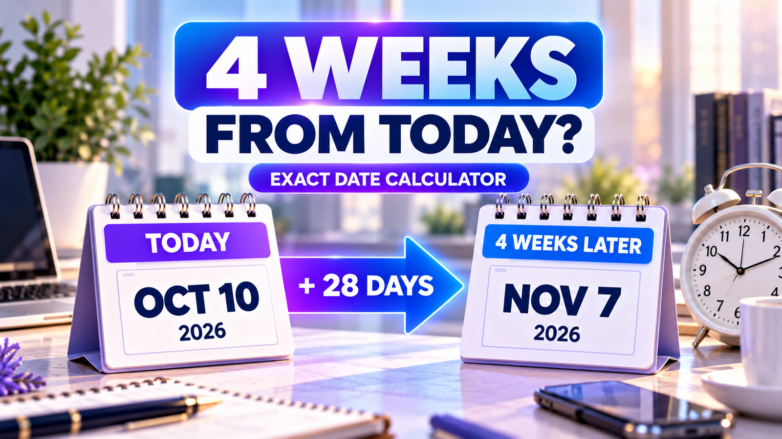 What Is 4 Weeks From Today? Exact Date Calculator