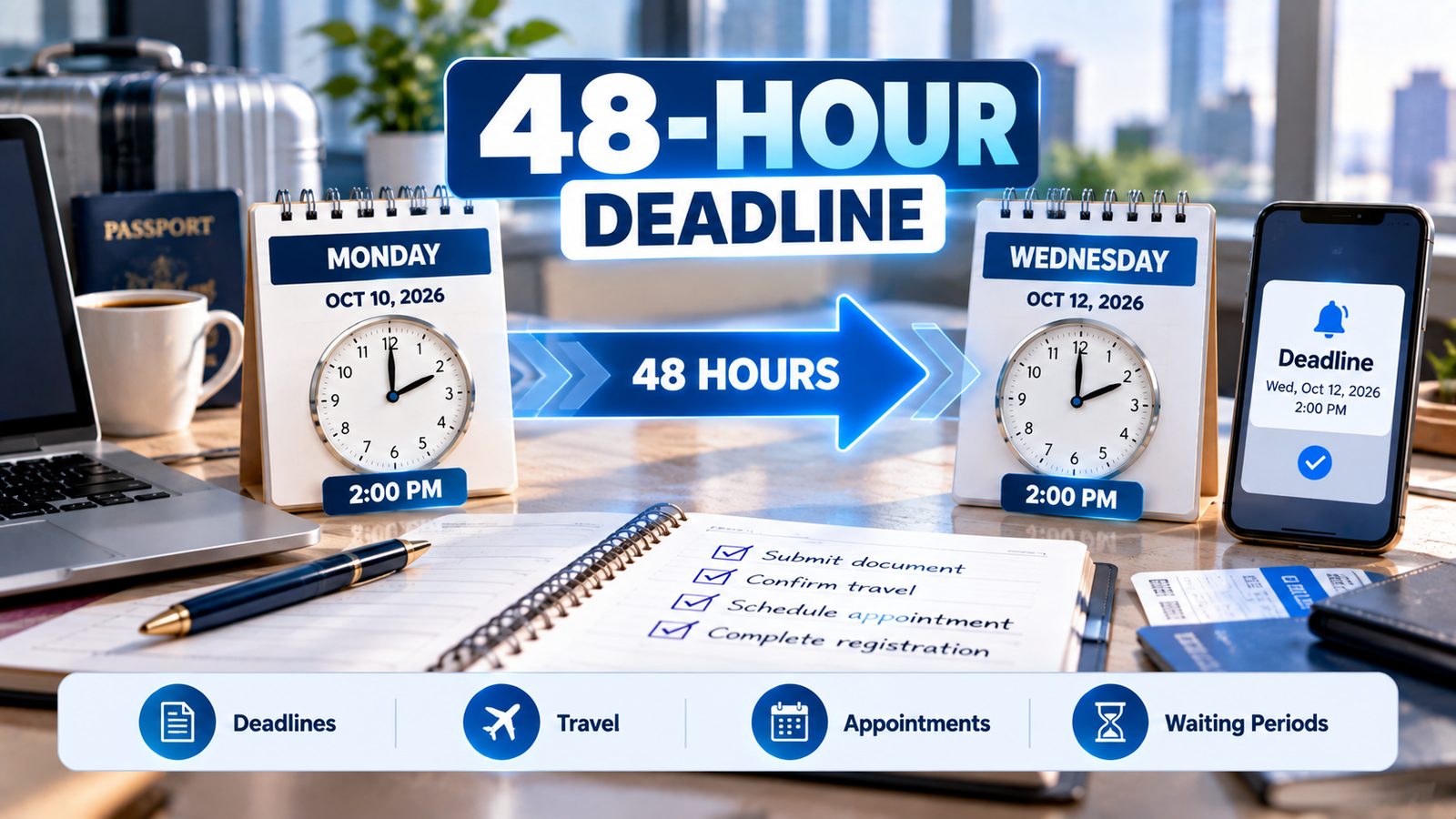 Practical 48 hour deadline planning for travel appointments and tasks