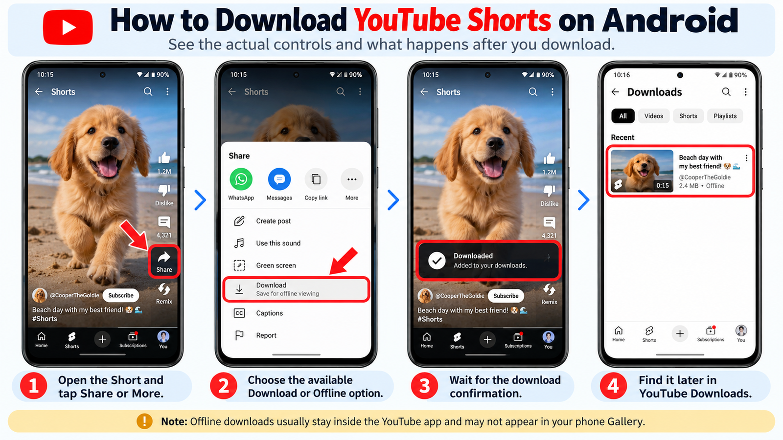 Android tutorial for downloading eligible YouTube Shorts