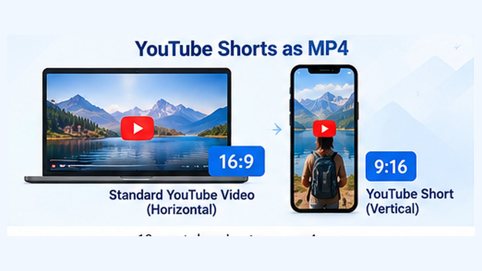 YouTube Shorts vertical video compared with horizontal standard YouTube MP4 video