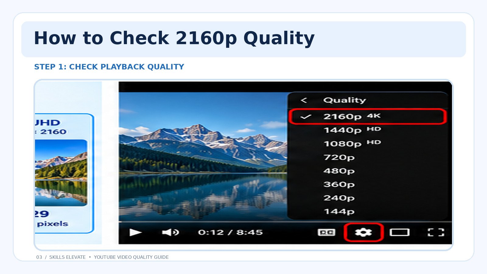 How to identify 2160p 4K in YouTube video playback settings