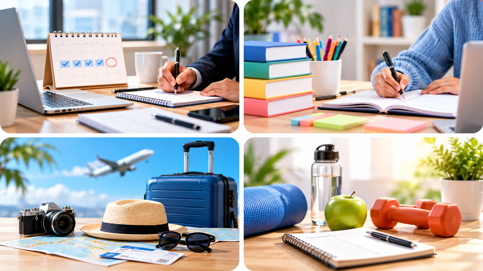 Practical uses of three-week planning for work, studying, travel and personal goals
