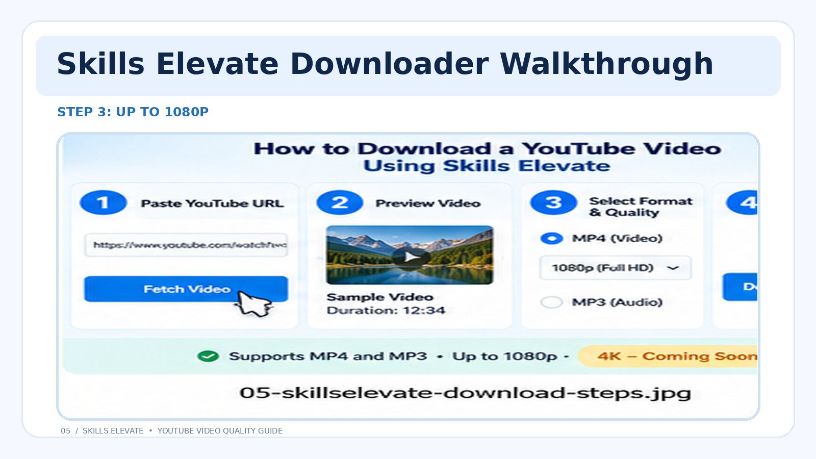 Skills Elevate YouTube video downloader workflow and supported download options