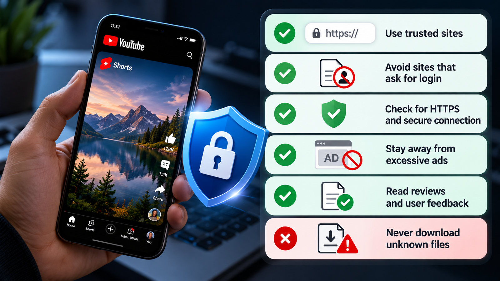 Safety checklist for avoiding suspicious YouTube Shorts downloader websites
