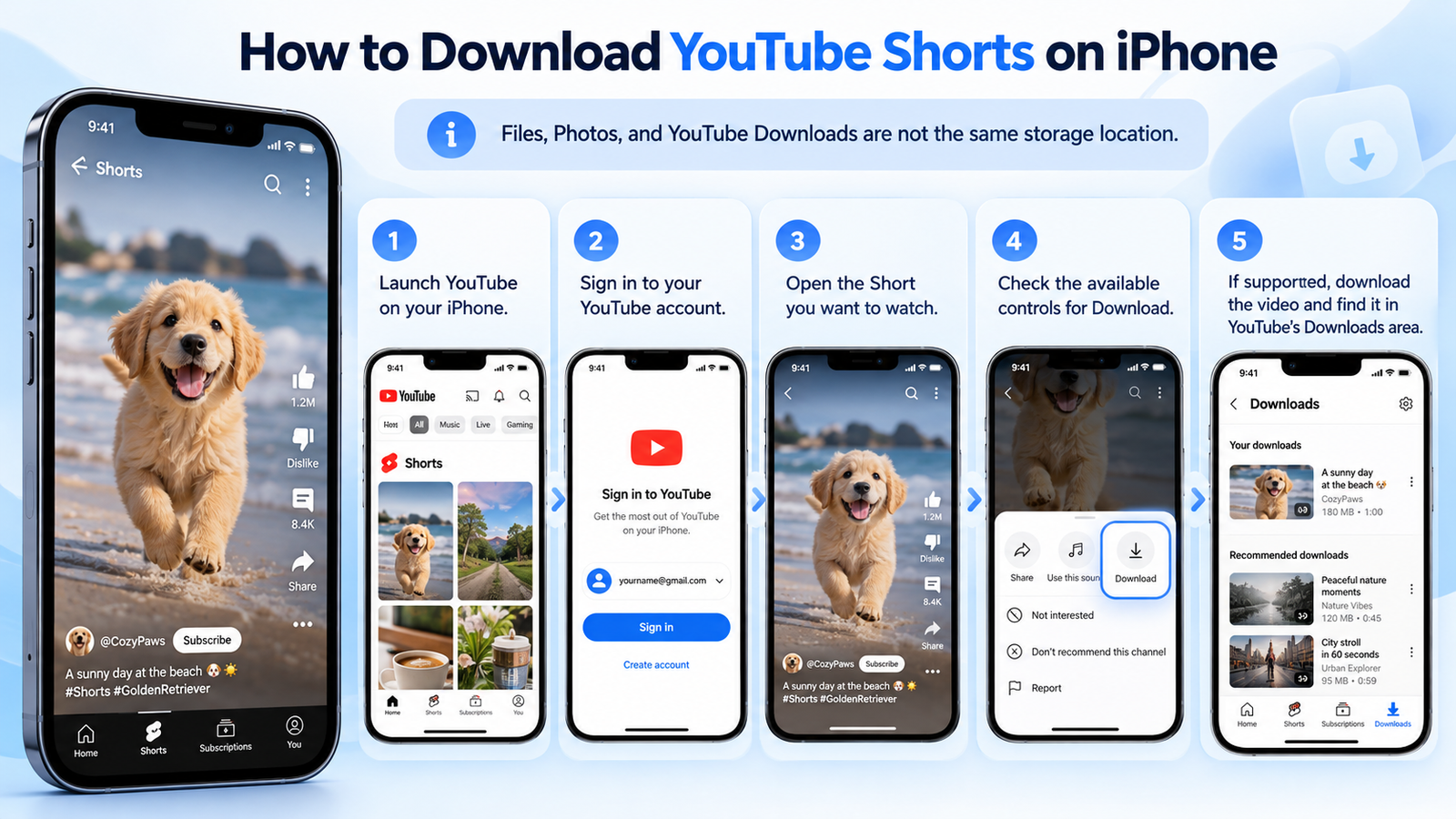 How to download eligible YouTube Shorts on iPhone