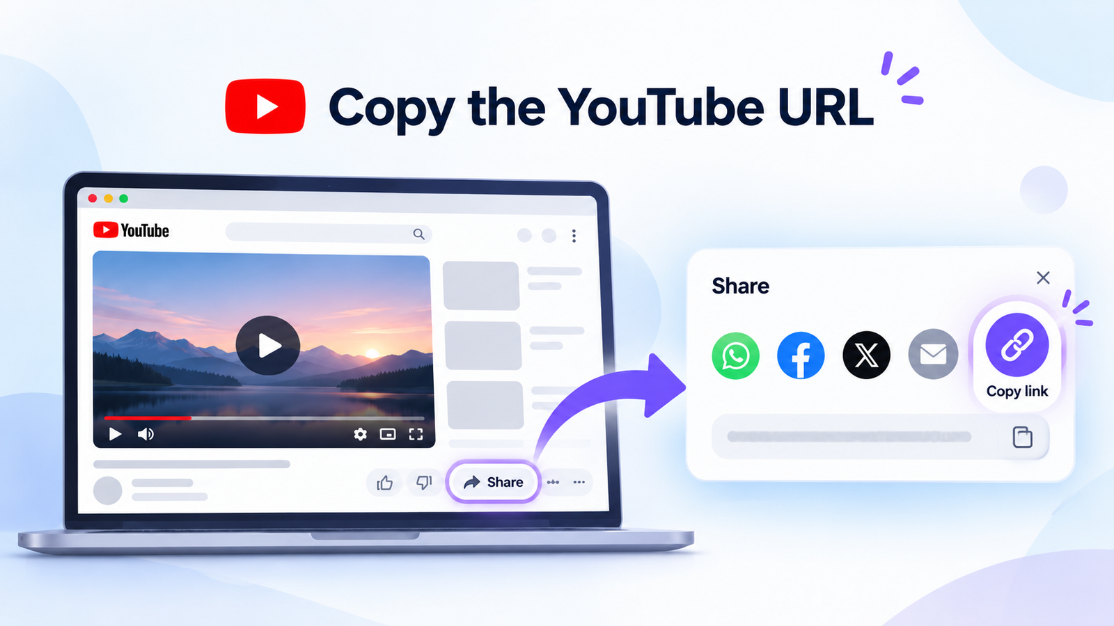 How to copy a YouTube video link using the Share and Copy link options